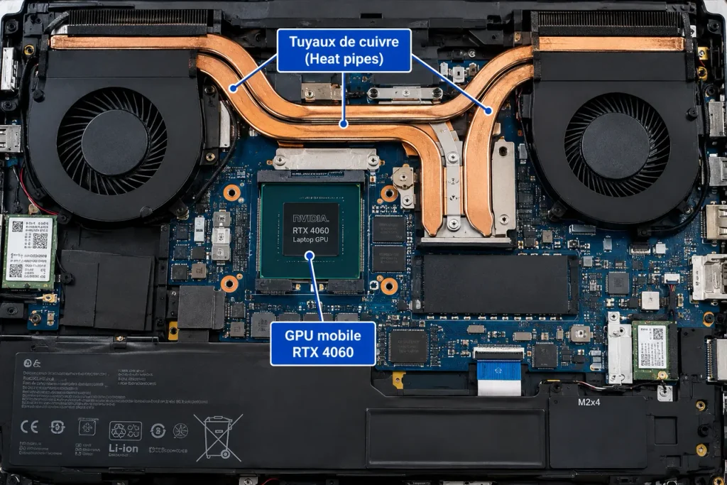 NVIDIA RTX 4060 laptop GPU chip layout on PCB
