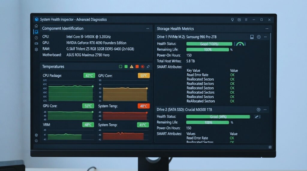 Checking used PC component identification and health before purchase