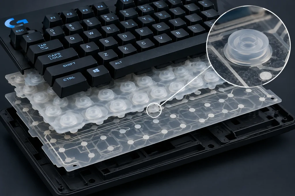 Logitech G213 Prodigy quiet membrane rubber dome matrix